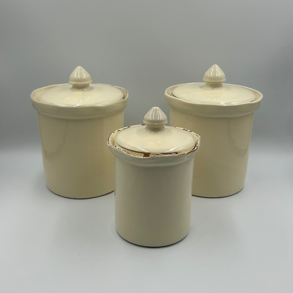 Pier 1‎ Italy Hand Painted Ceramic Canister Set of 3 Kitchen Decor Home Decor